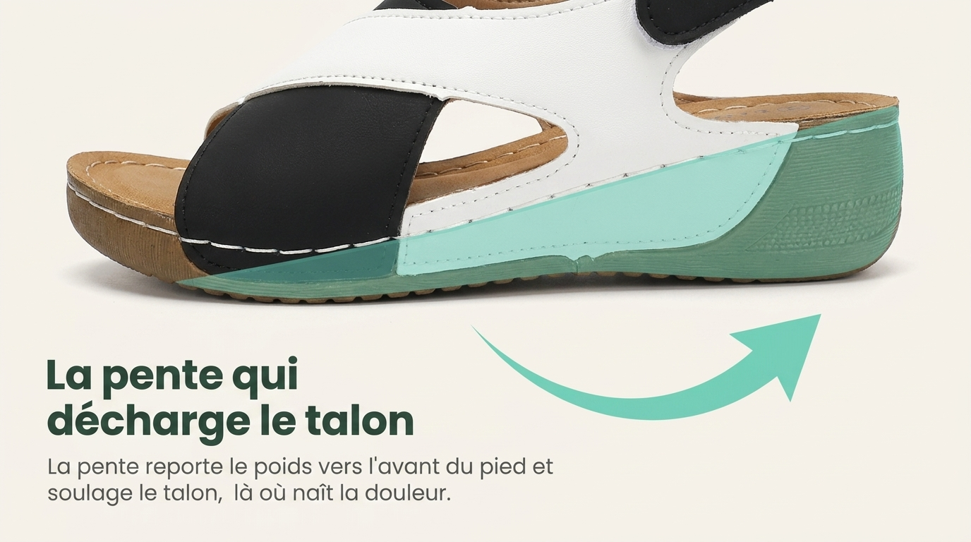 La pente qui décharge le talon
