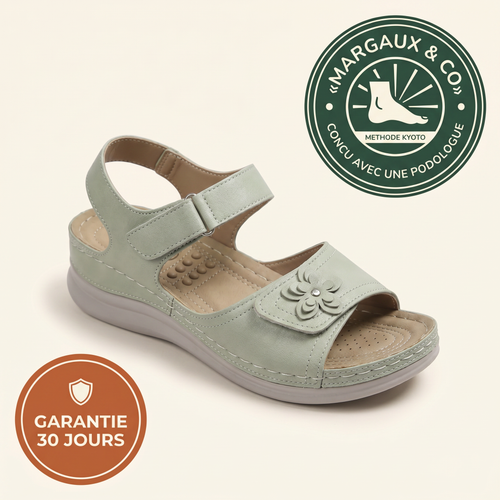 Sandales Margaux & Co vert sauge — Méthode Kyoto — Garantie 30 jours